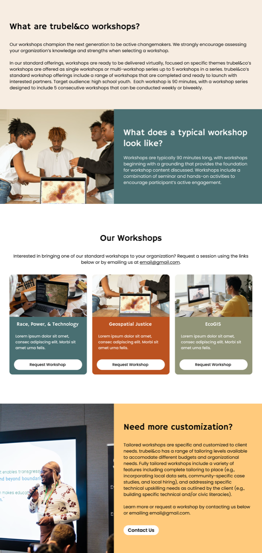 Workshops mid-fidelity design version 1